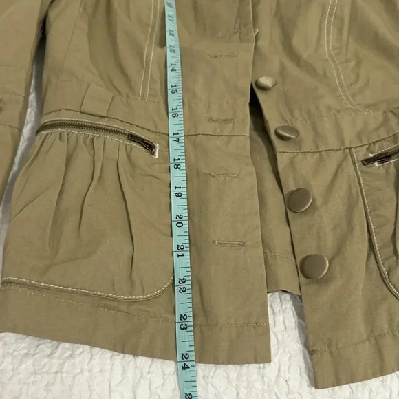 PRINCY By JESSICA SIMPSON Jacket Small Light Olive Floral Embroidery 100% Cotton - Picture 7 of 9